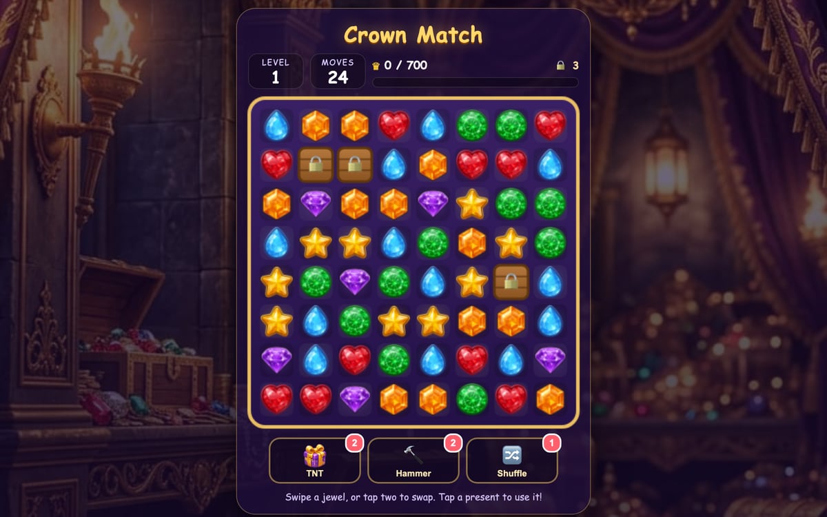 Crown Match - a game made with Makie